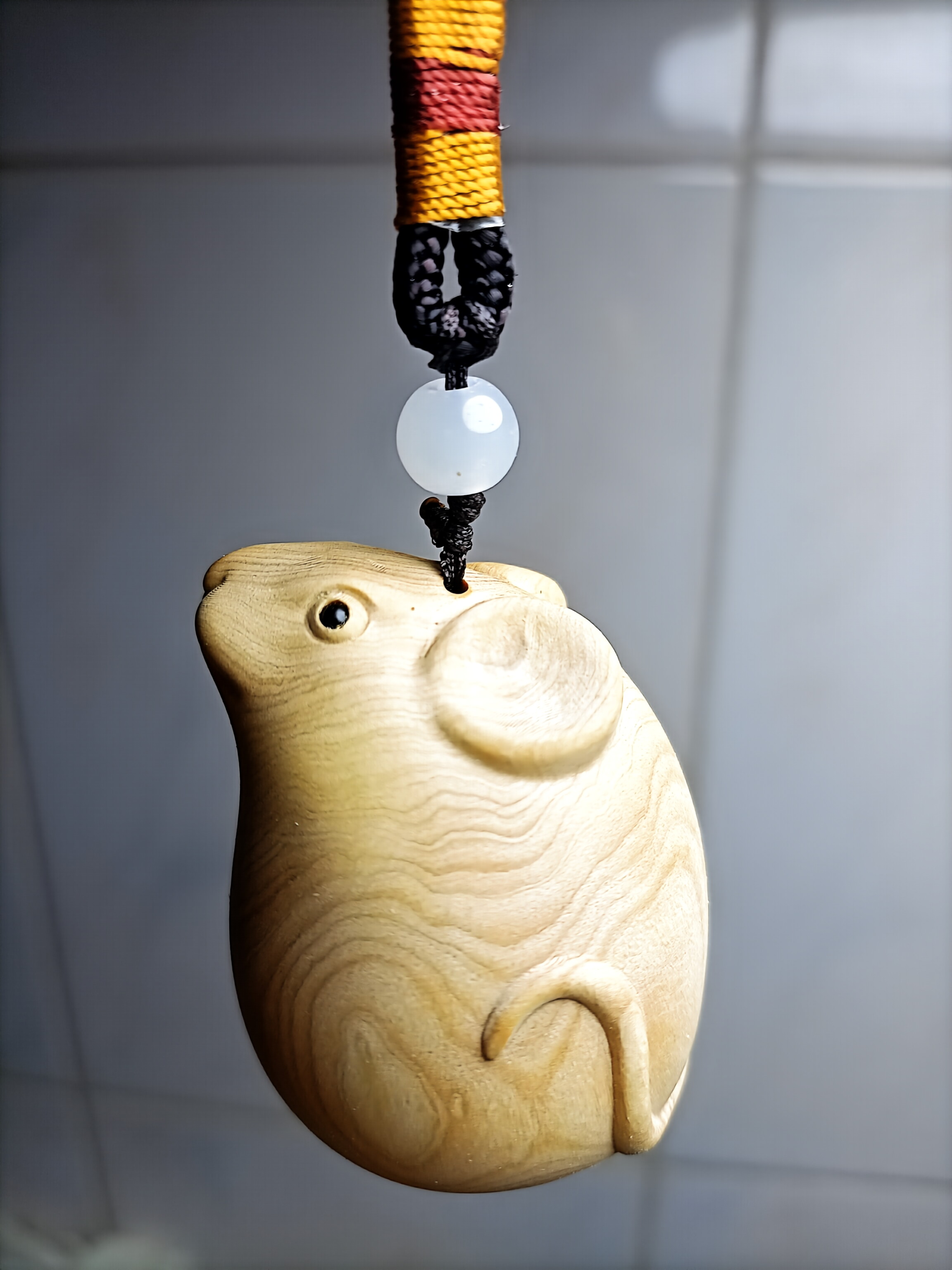 小叶黄杨木雕“摇钱鼠”车挂件，包包小挂件文玩手把件收藏送礼