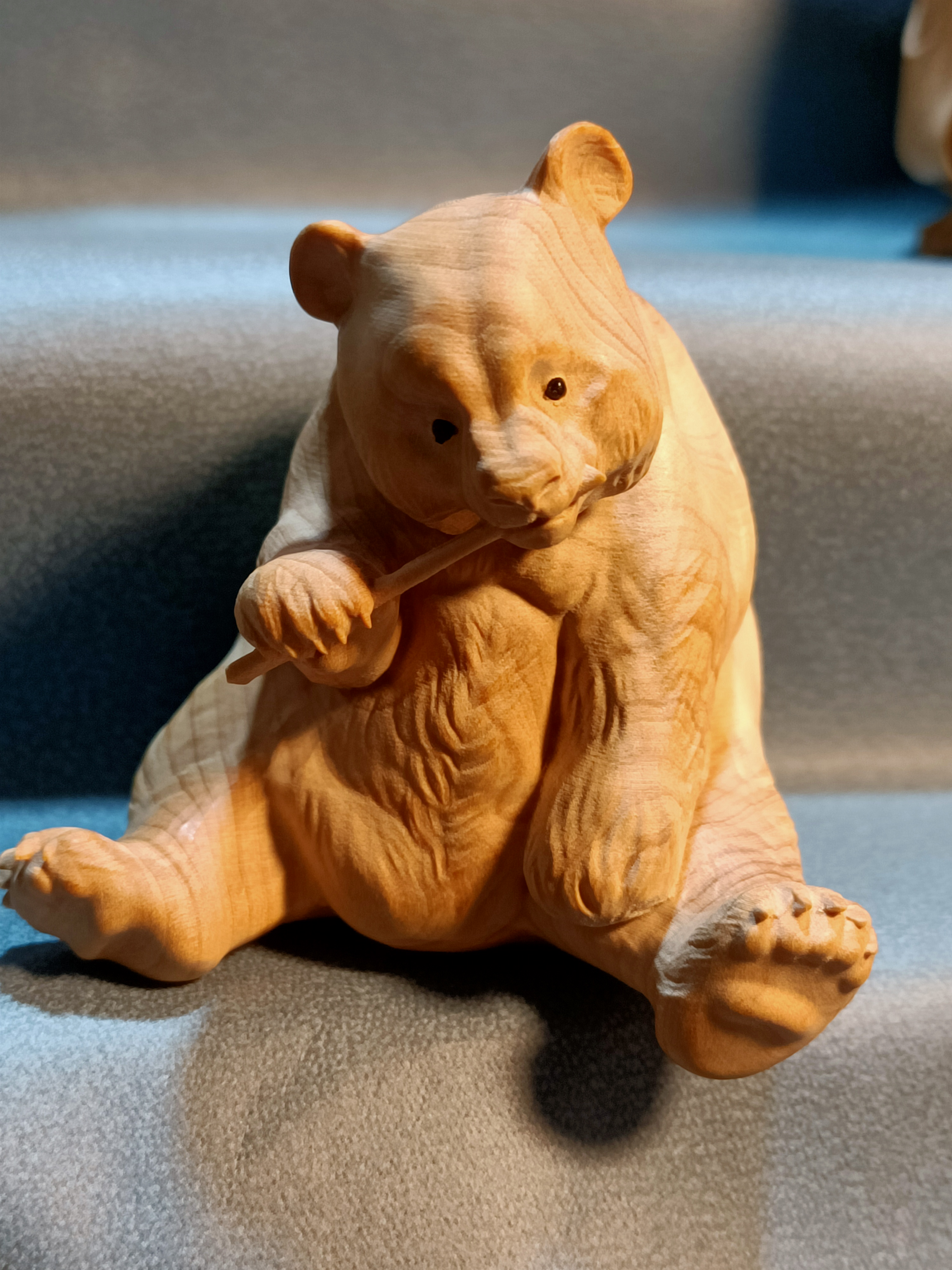 小叶黄杨创意熊猫招财摆件办公桌客厅酒柜玄关家居装饰开业礼物