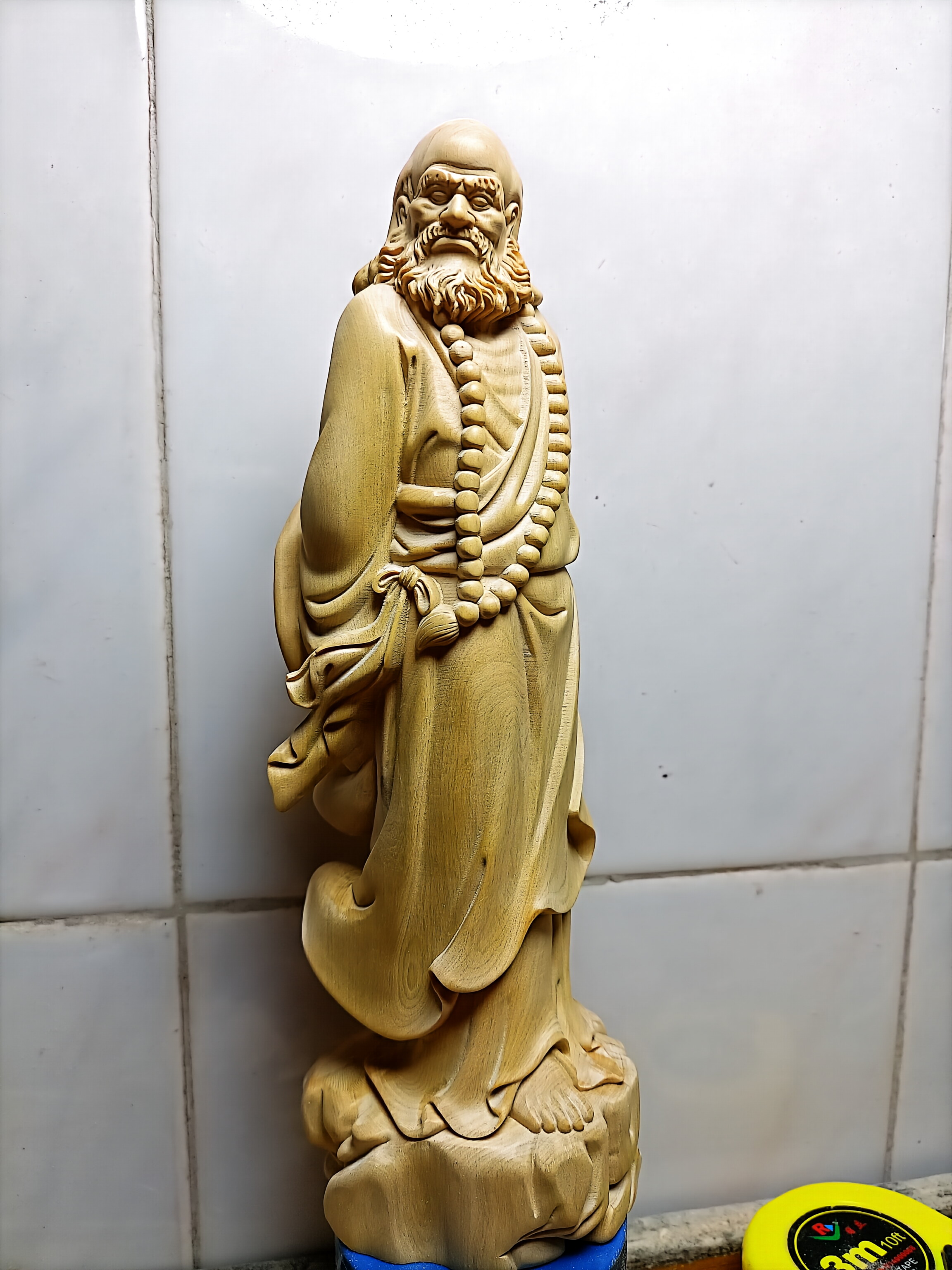 湖北小叶黄杨木雕＂达摩”摆件，办公桌，书房，客厅，高度21公分