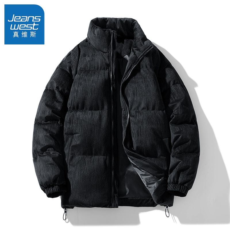 真维斯灯芯绒冬季情侣装立领棉服男2023爆款加厚休闲短款棉衣外套