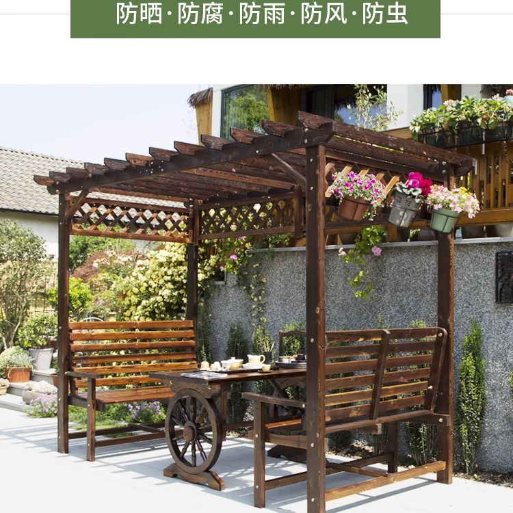 大号葡萄架户外庭院防腐木凉亭家用室外实木亭子别墅庭院葡萄架