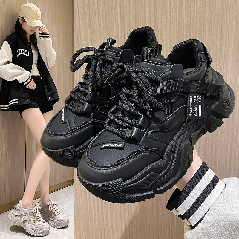 鸿星尔克领跑运动鞋女款秋冬季加绒棉鞋保暖潮流老爹鞋百搭黑色爆