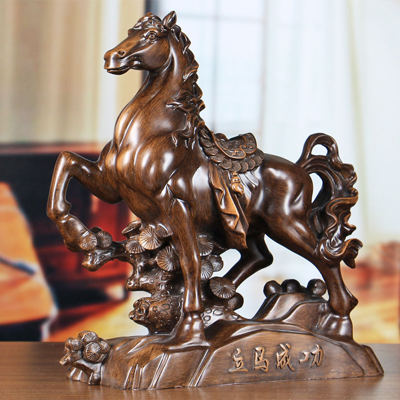 木纹前程如意立马到成功马摆件家居饰品办公室工艺品开业礼物