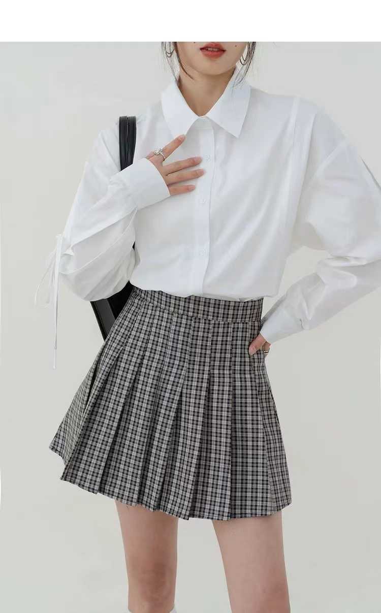 开心家秋季百搭格子百褶裙显瘦半身裙