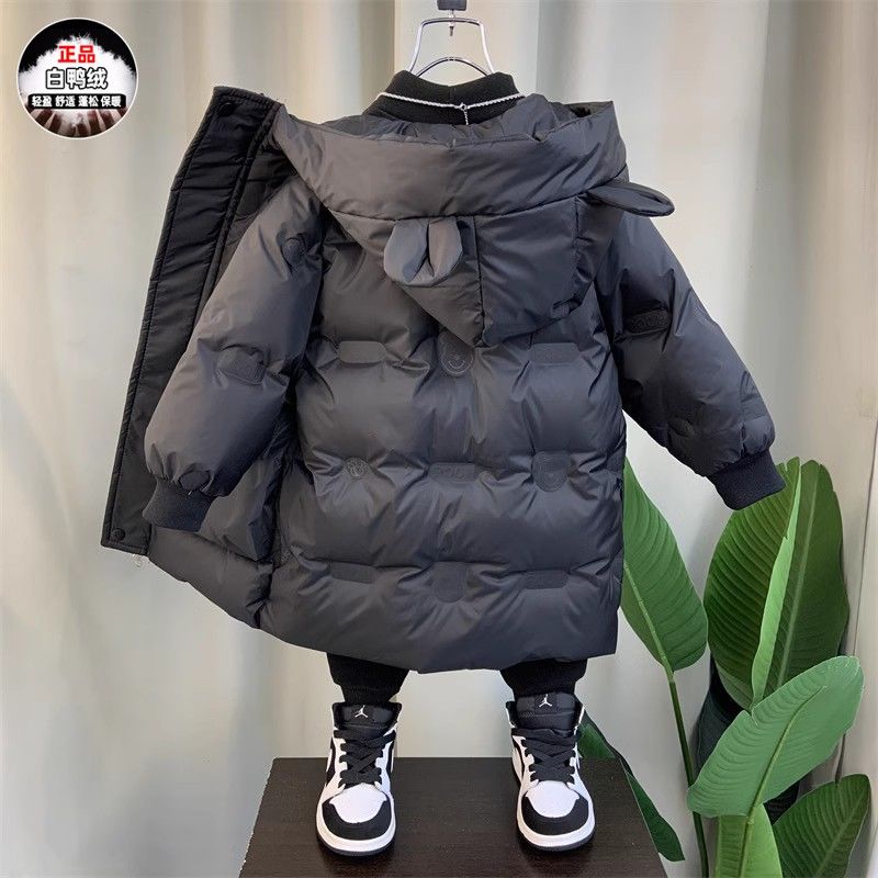 儿童羽绒服男童冬装2023新款帅气宝宝棉袄中长款冬季加厚衣服外套