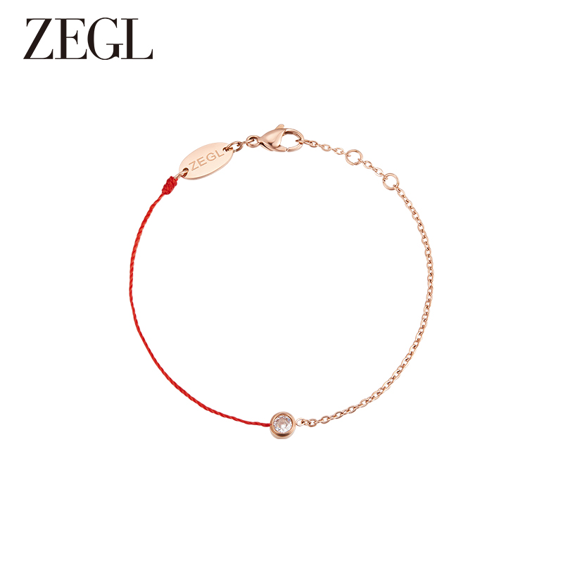 ZEGL 钛钢手链 本命年细小红绳手链女编织韩版简约闺蜜姐妹链DB