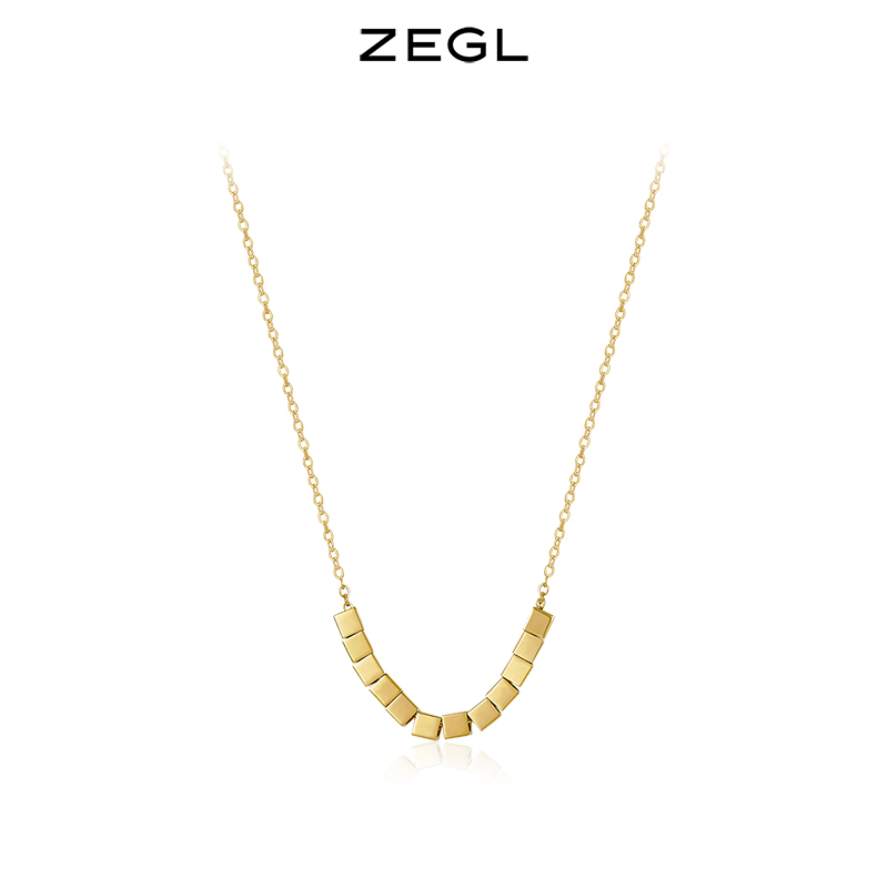 ZEGL 镀K金【小方糖】碎冰冰项链钛钢项链女轻奢小众设计锁骨链气质