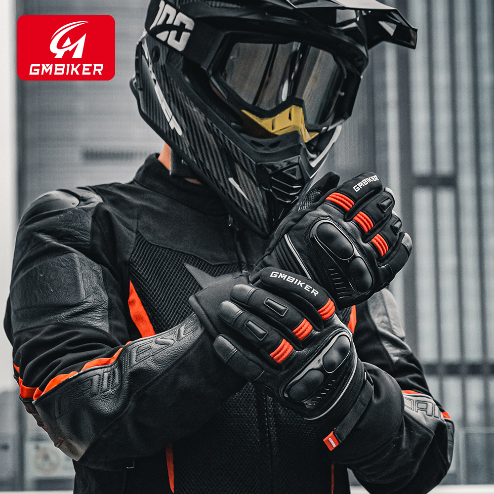 冬季保暖摩托车骑行手套防风寒机车装备男女真皮加绒加厚防水长款