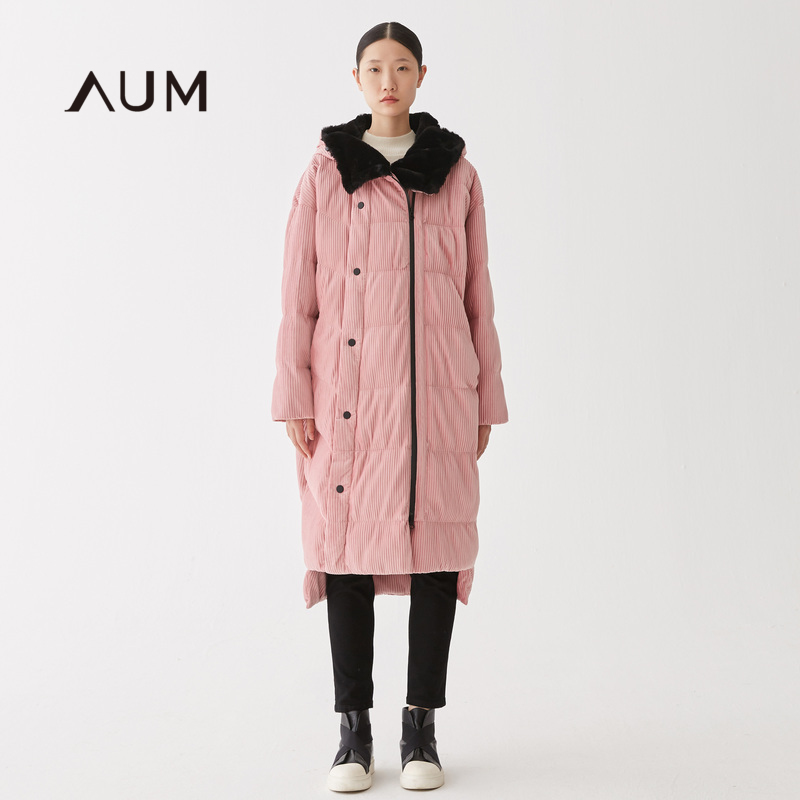 AUM/噢姆冬季加厚85%鹅绒休闲肌理感灯芯绒羽绒连帽外套MAEG4030Y