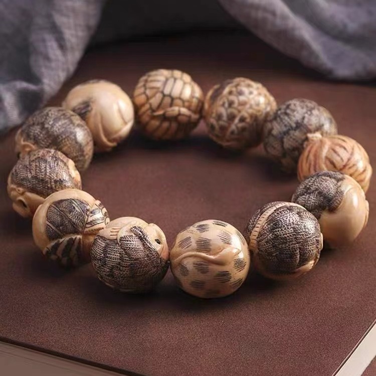 【假一赔四】保真天然猛犸牙中国香港金本12生肖2.0手串手工佳品