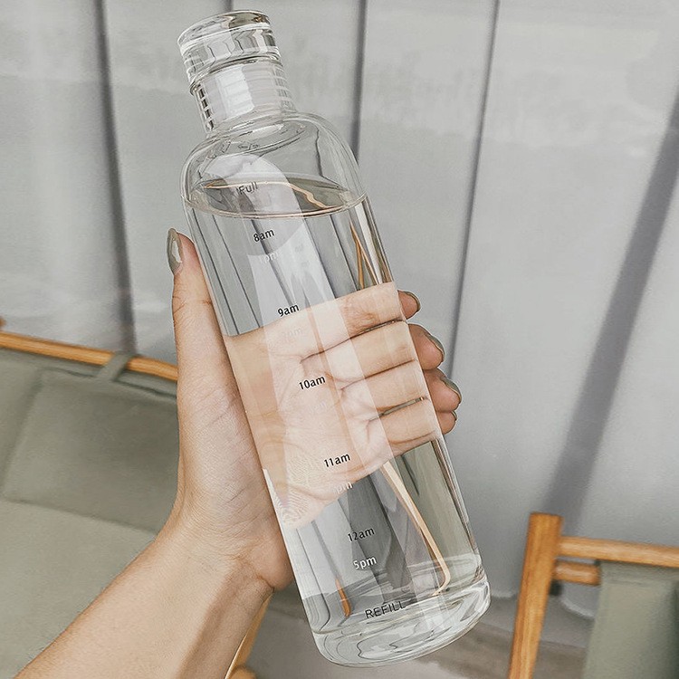 时光刻度杯高硼硅塑料杯简约网红水杯高颜值随手杯随身杯喝水杯子