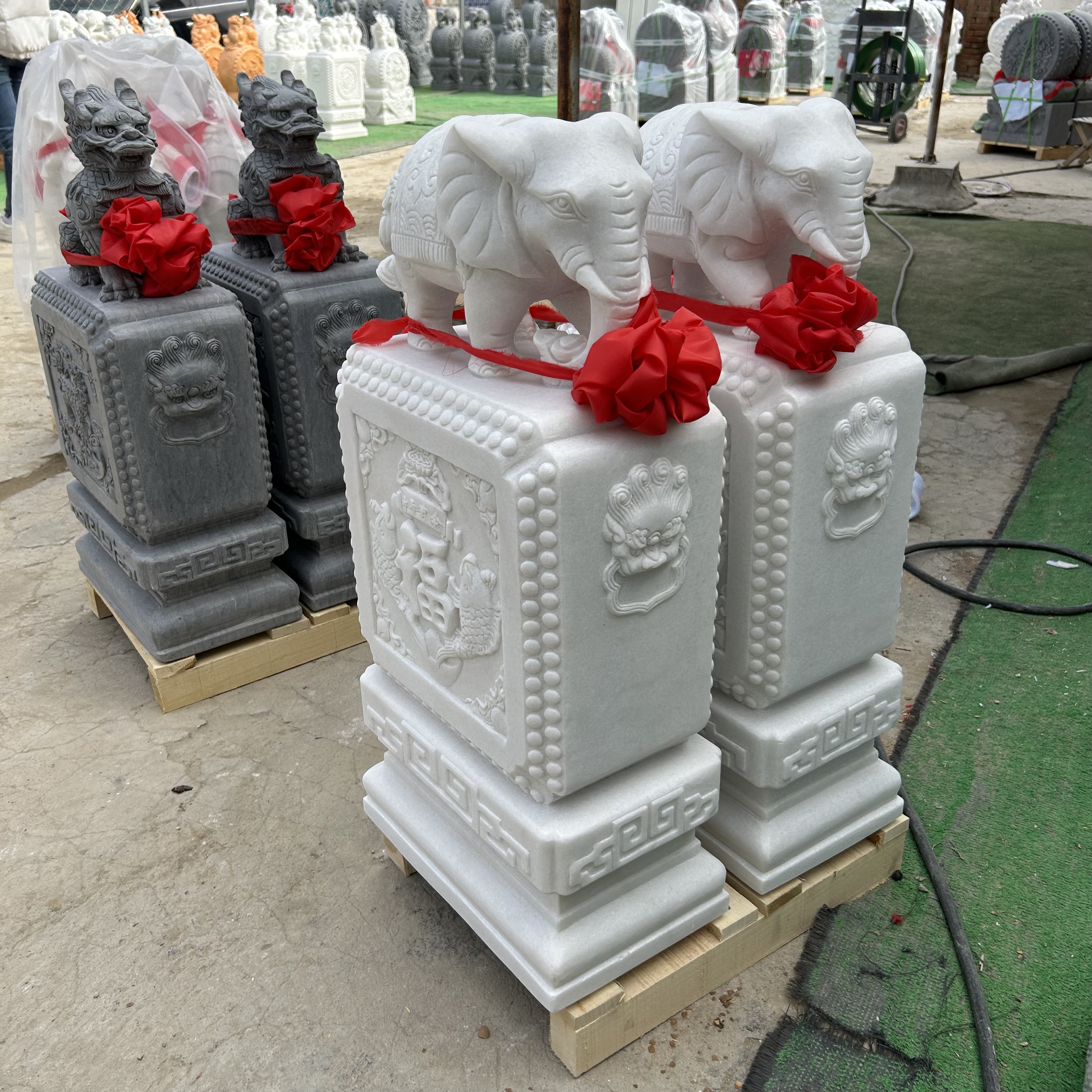 石雕小象门墩抱鼓石门口摆件