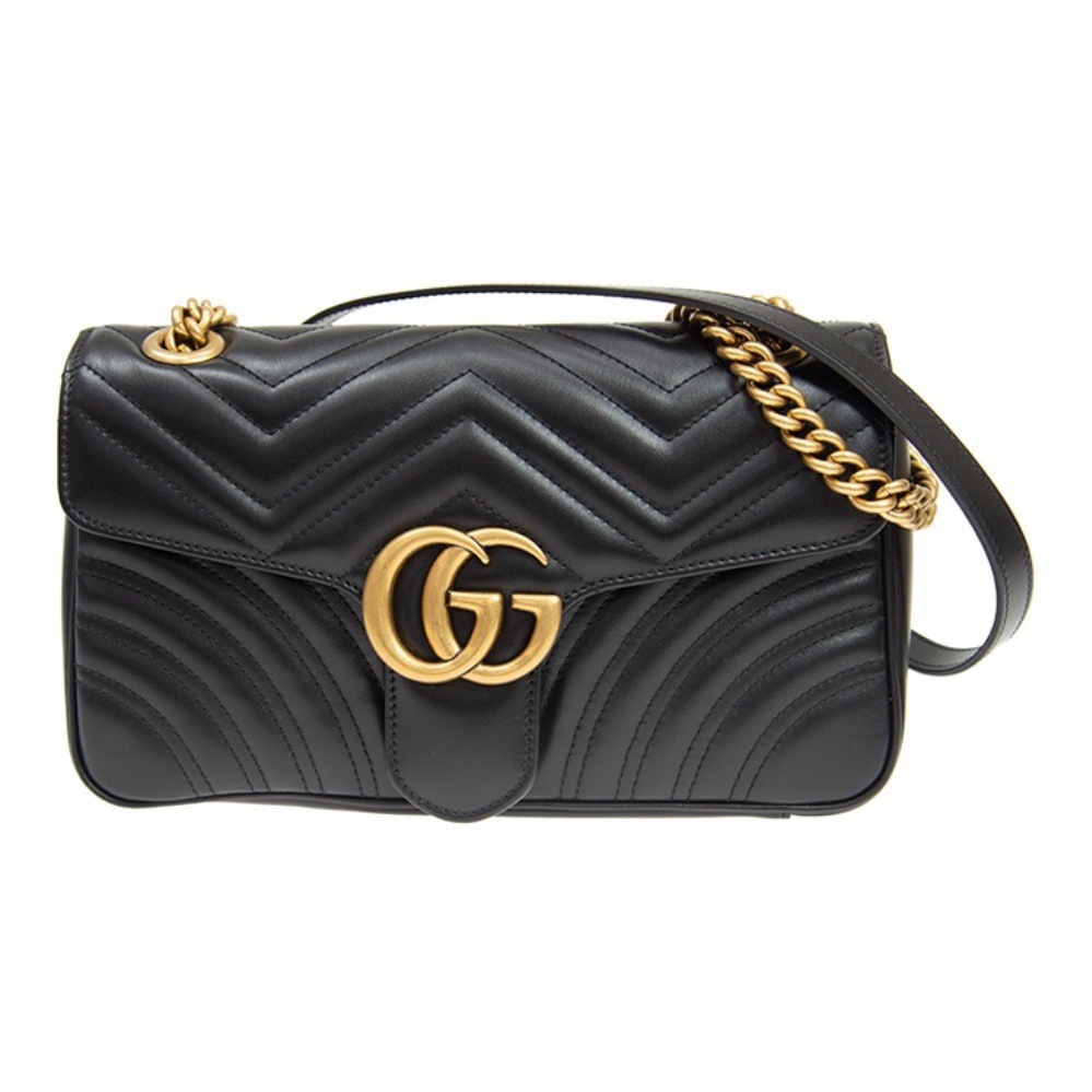 95新 GUCCI/古驰 马蒙黑二二/女士包链条包斜挎包/严选
