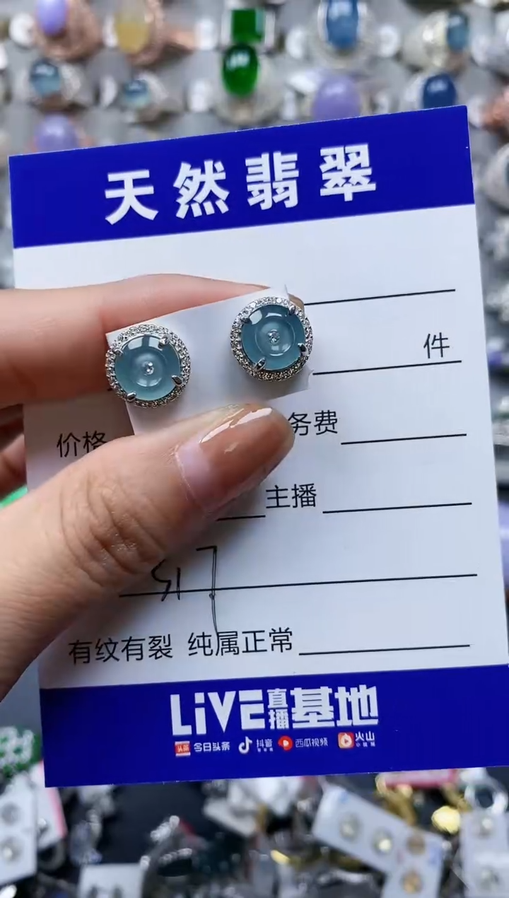【闪购商品】翡翠耳饰银S925镶嵌0317