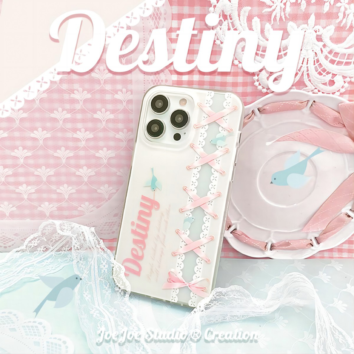 JOEJOE原创绑带适用苹果13手机壳iPhone14promax双层12仙女简约粉