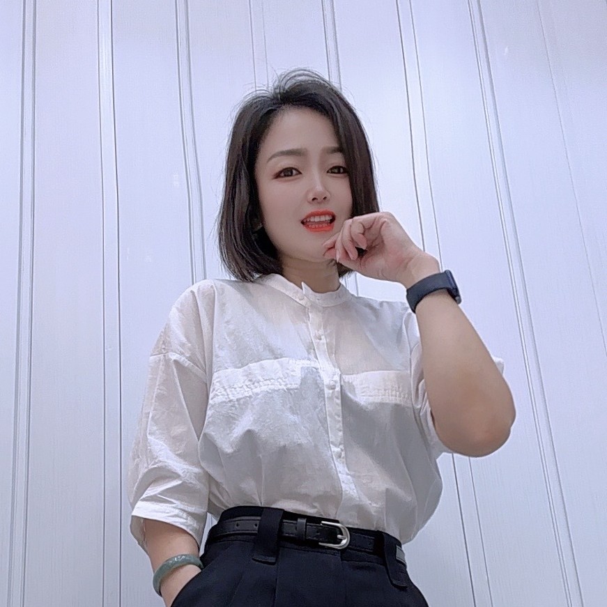 931水洗棉中袖长袖衬衫新款韩版宽松短款休闲时尚