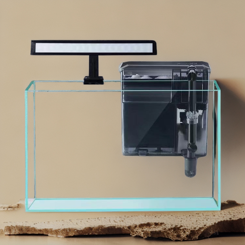 鲁惠水族主播同款超白金晶玻璃鱼缸过滤系统桌面鱼缸不带造景
