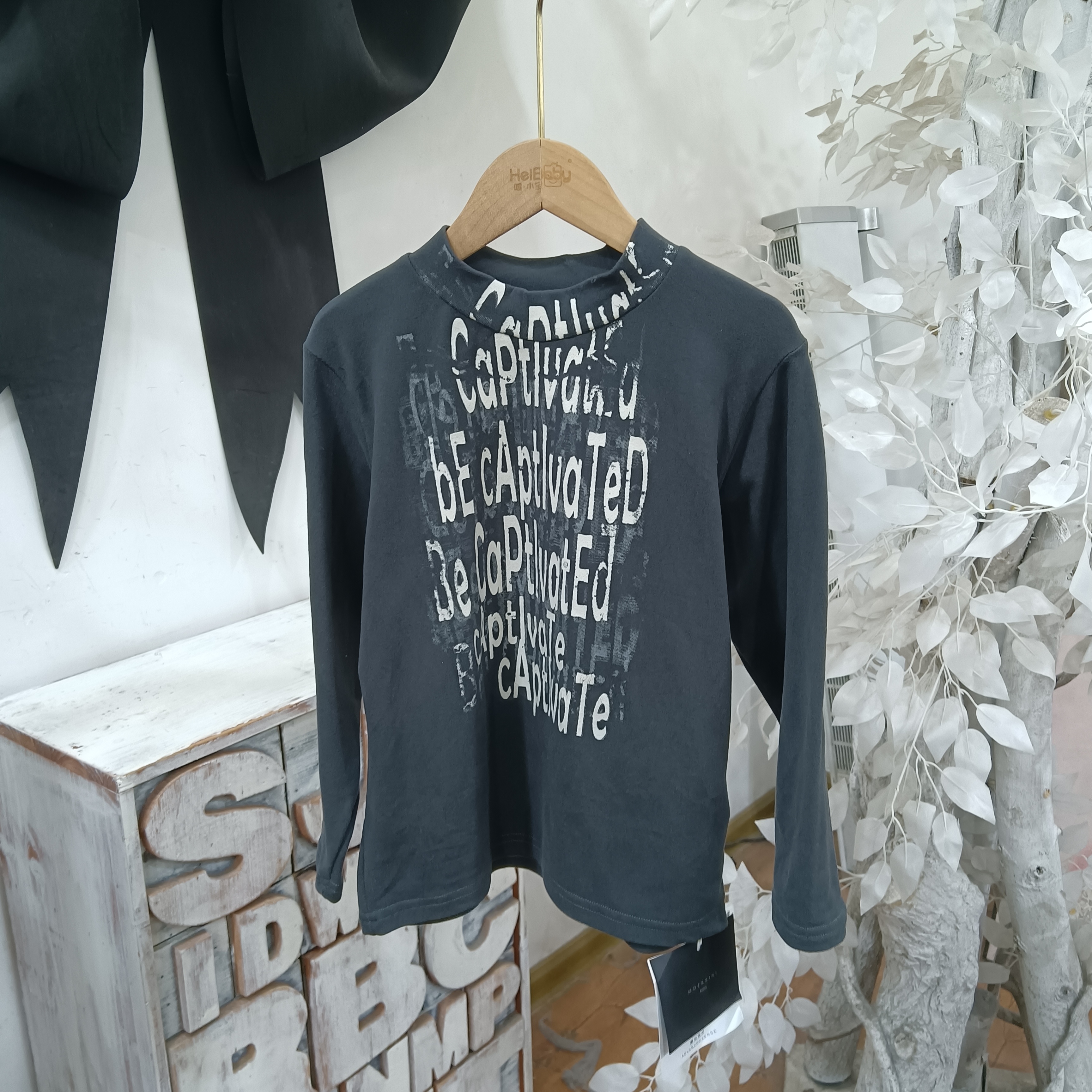 L564灰色磨毛加厚打底衫