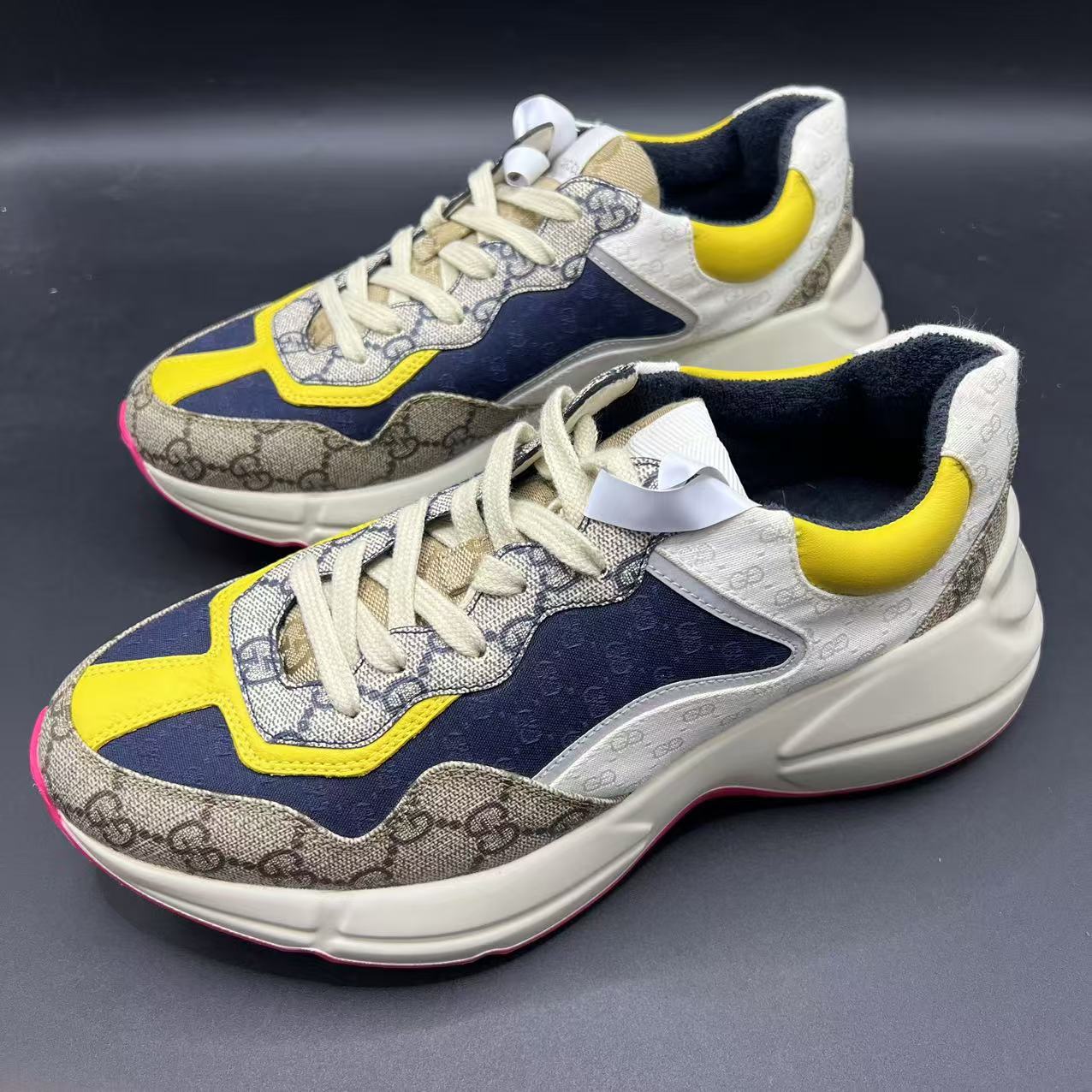 【聚星折扣】GUCCI/古驰 男士时尚百搭三色拼接老爹鞋41.5码 lb138