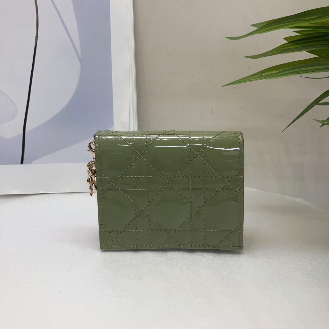 95新 DIOR/迪奥 W迪奥绿色漆皮钱包钱夹37069816