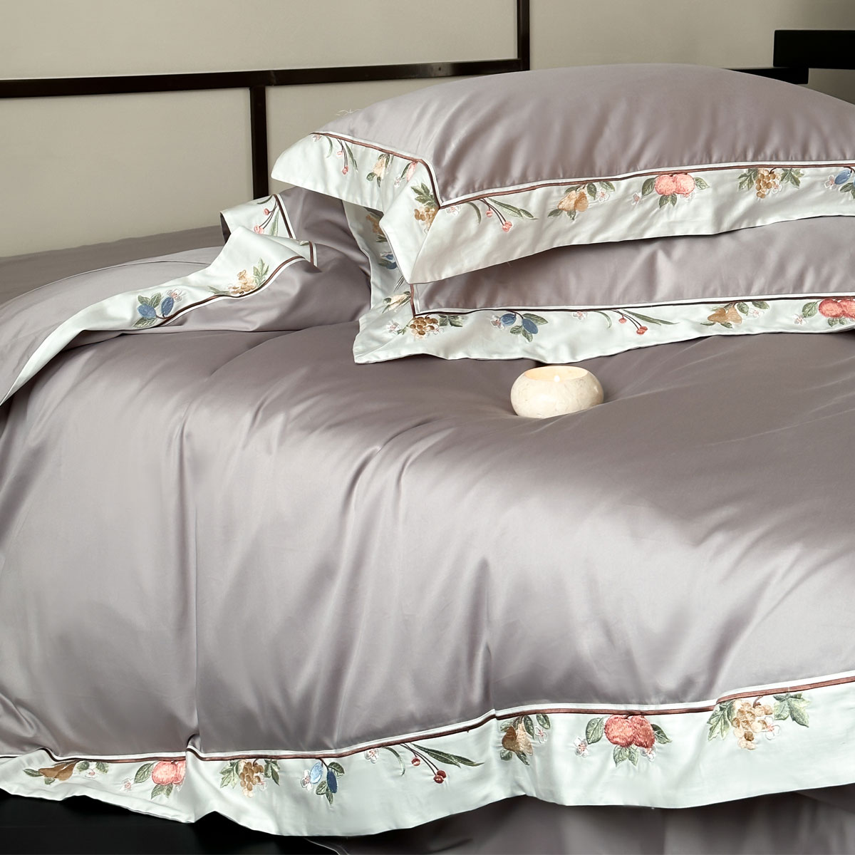 春华秋实 100支(50*50) 设计师款长绒棉刺绣简约舒适裸睡床品套件