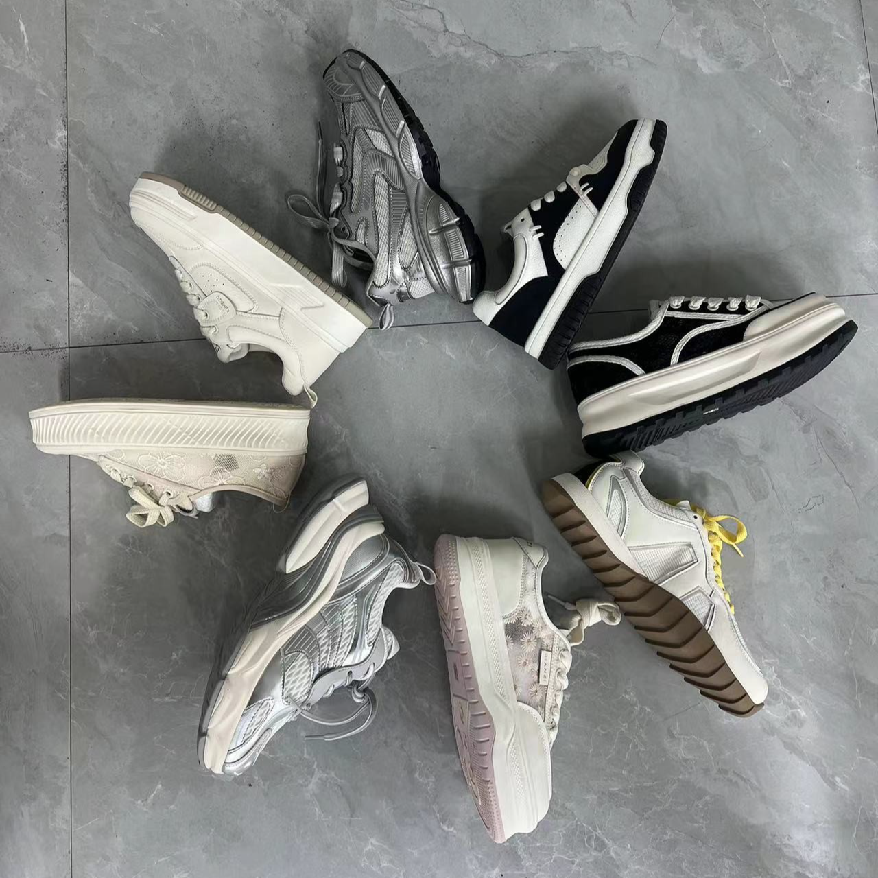 601-650精品时尚女鞋百搭女款潮流休闲鞋系带女士潮鞋厚底板鞋