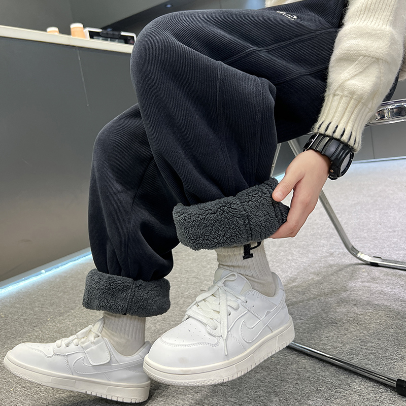 男童加绒裤子羊羔绒加厚卫裤2025新款儿童中大童男孩冬季一条过冬