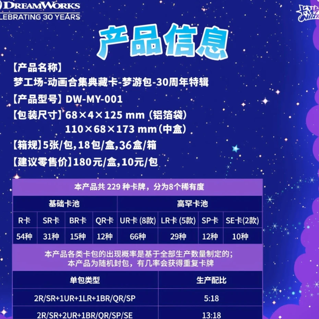 梦工场-动画合集典藏卡-梦游包-30周年特辑卡牌盲盒