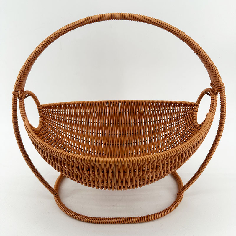 A5棕色荡秋千型创意水果收纳蓝简约轻奢风纯手工编织33*26*30