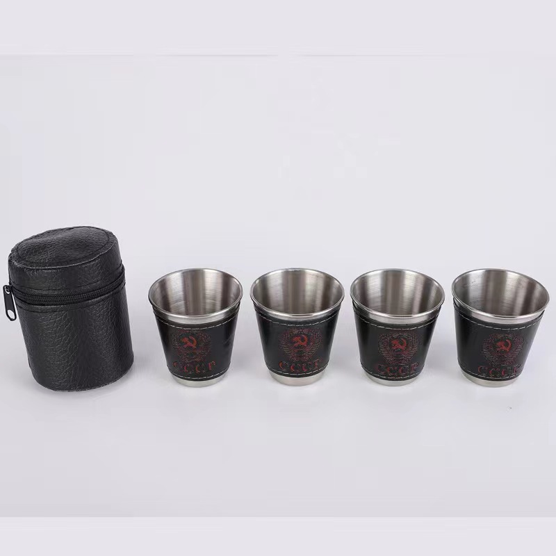 苏式风格70/130毫升小钢杯套装饮料杯啤酒杯小酒壶