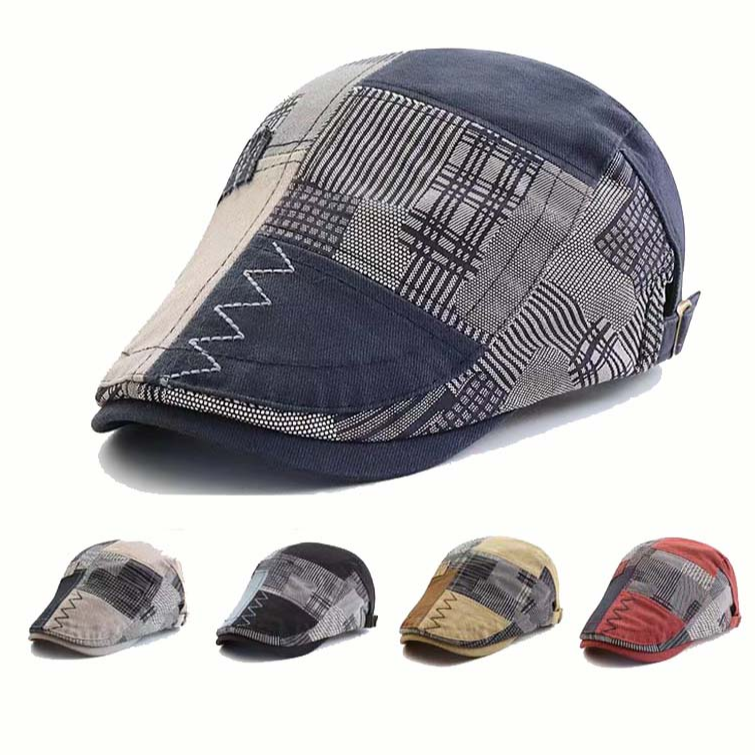 时尚复古小众拼接格子鸭舌帽女士春夏季户外休闲遮阳男士前进帽