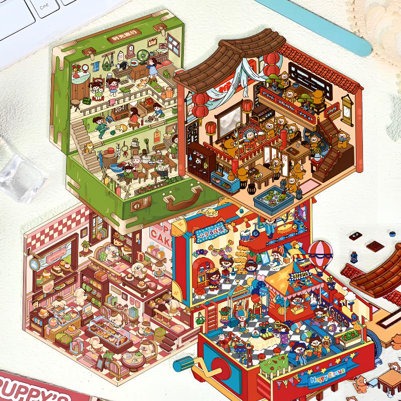 【森游4.0新款】微缩场景DIY手工3D造景小屋立体贴纸女孩场景贴纸