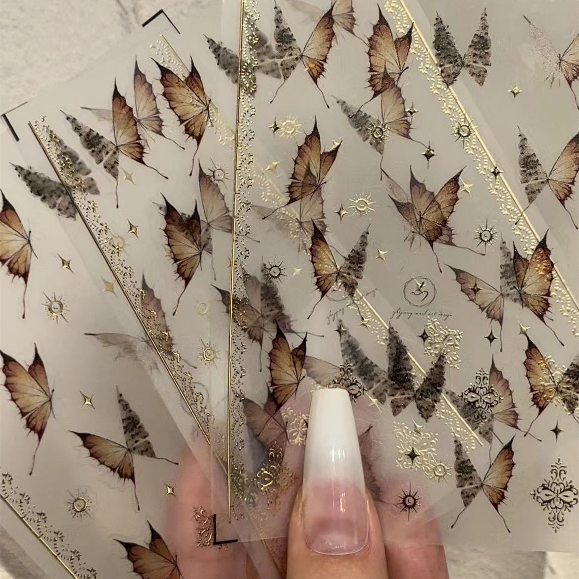 指匠豆汤 正版原创【秋冬美拉德】色系超薄美甲贴纸 一张