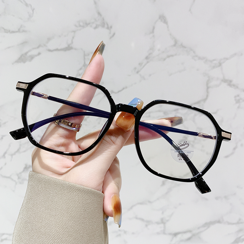 W1近视眼镜可配有度数防蓝光防雾变色素颜显脸小多边形框架配镜