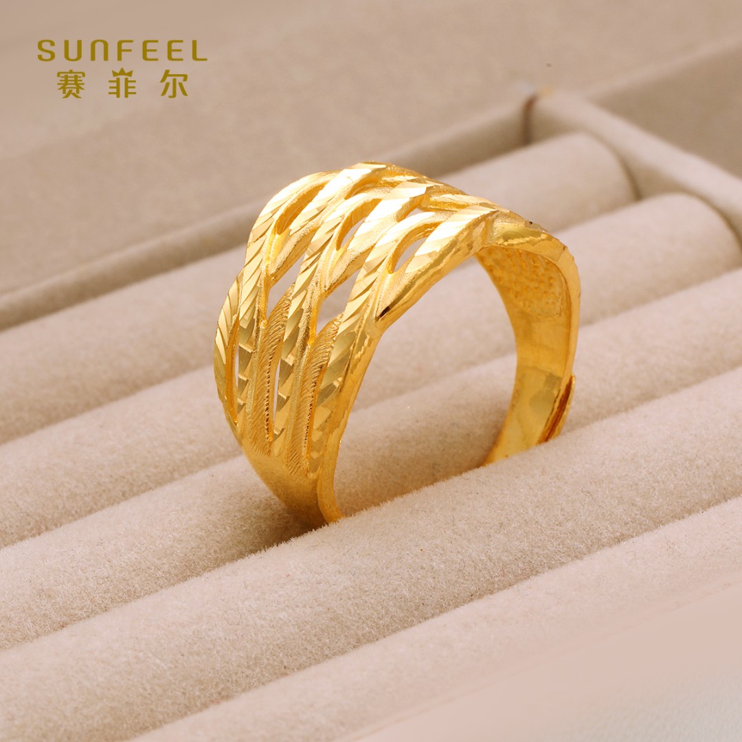 SUNFEEL/赛菲尔【一店】足金"双十一狂欢季"时尚编织戒指HJ050303