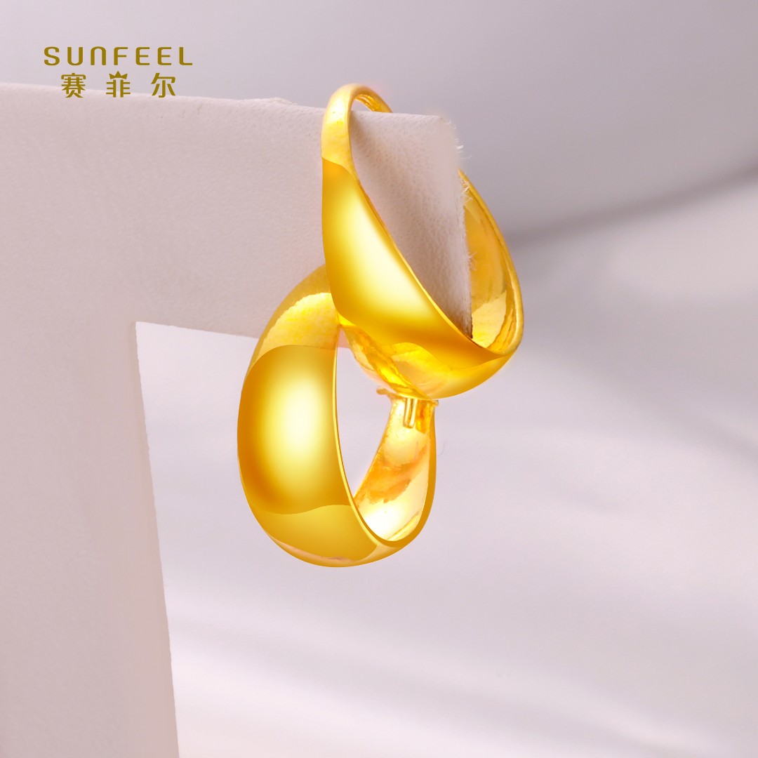 SUNFEEL/赛菲尔【三店】足金大肚黄金耳环HR050070-2/HYA00030-2
