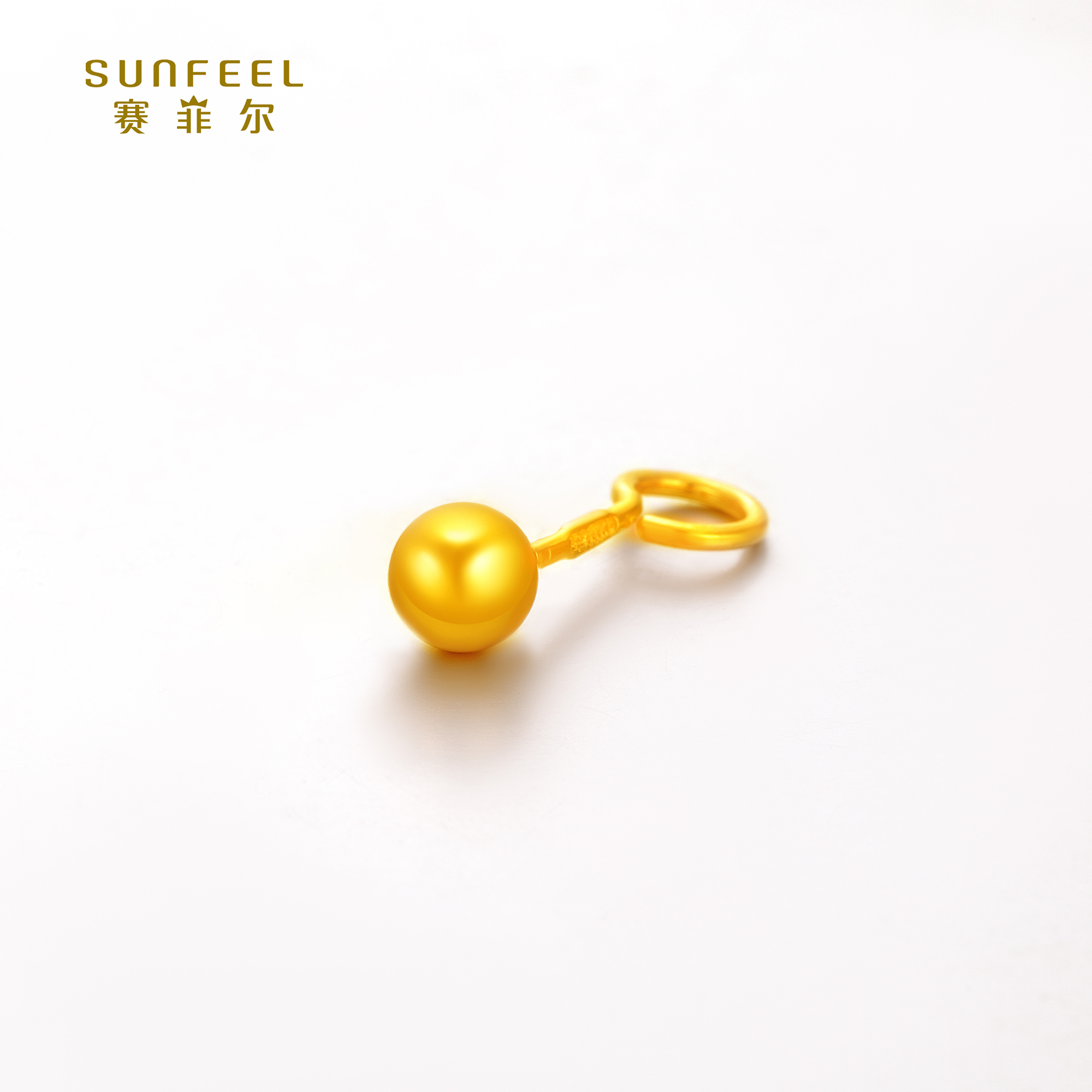 SUNFEEL/赛菲尔【四店】足金（单只）光面豆豆耳钉HR010613-1