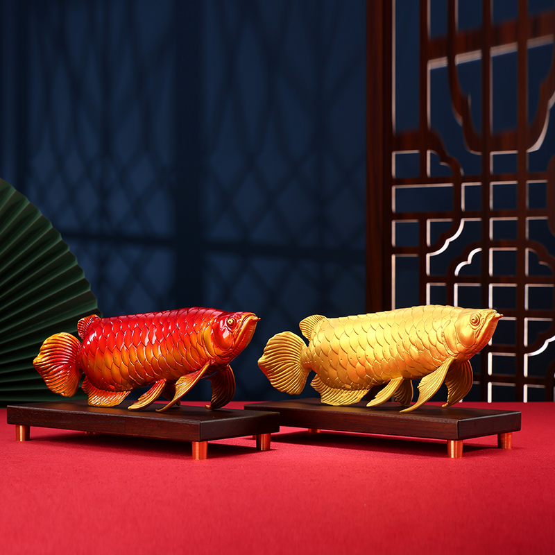 铜欣祥彩铜《年年有鱼》金龙鱼新中式手工摆件商务开业乔迁赠礼高档