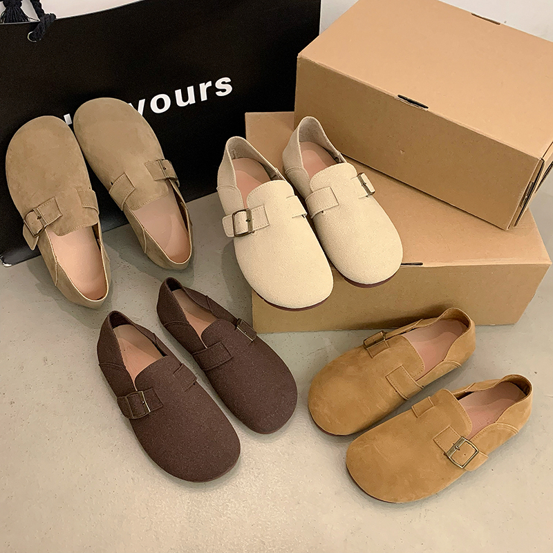 全包勃肯鞋女韩版新款时尚单鞋复古软底平底圆头两穿一脚蹬豆豆鞋