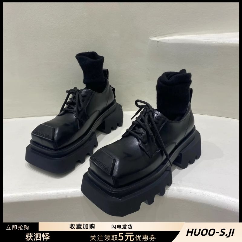 设计师款欧版厚底皮鞋潮2024年春大牌舒适软底显瘦乐福鞋女小皮鞋