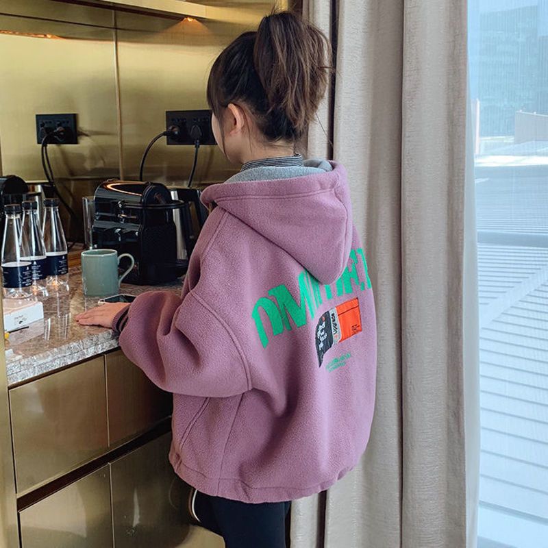 女童加绒外套新款春秋装儿童加厚摇粒绒上衣女孩秋冬洋气开衫N