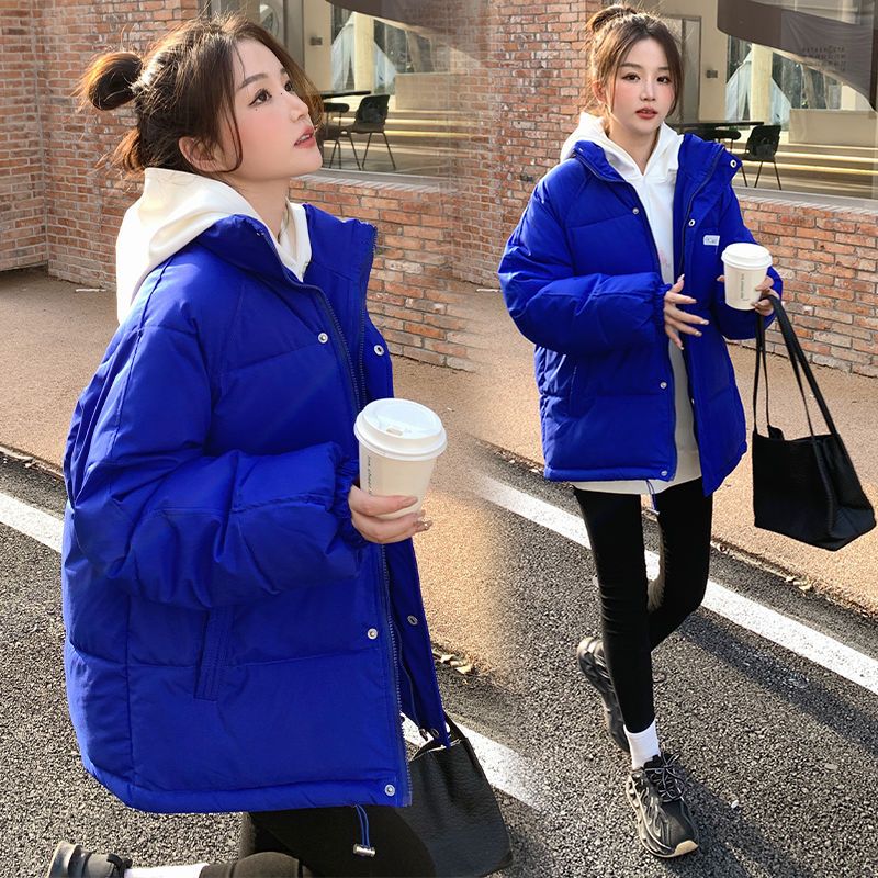 波司登克莱因蓝羽绒服服女冬季2022韩版宽松学生棉袄外套设计感小