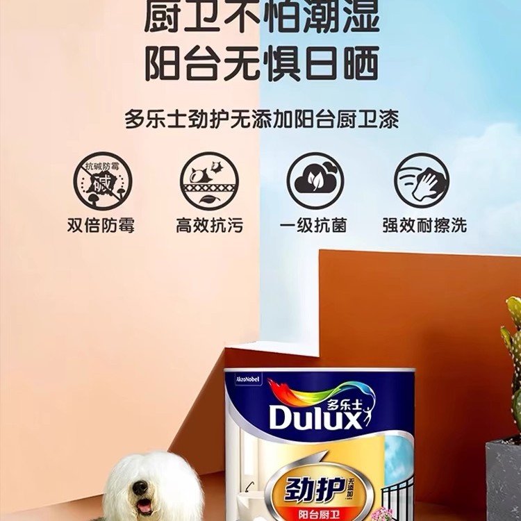 多乐士劲护阳台厨卫漆无添加耐水耐候乳胶漆家用