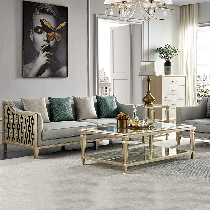 博美 美式轻奢实木客厅沙发美式简约布艺单双人位红书网红沙发