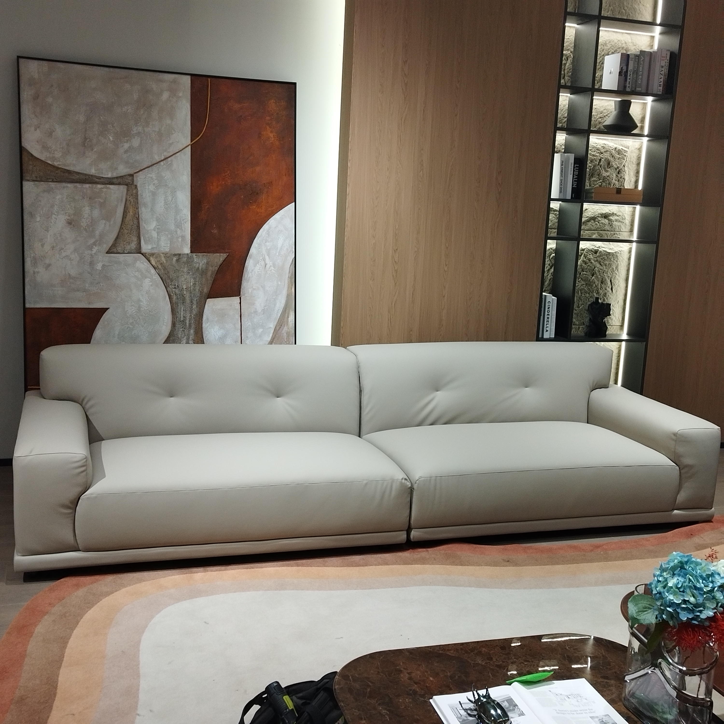 云何住大屋意式极简客厅家用直排沙发格林顿皮艺沙发A-SF2285