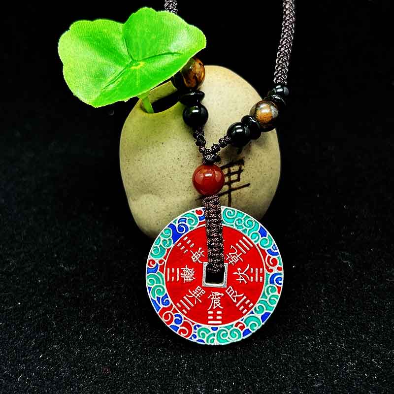 吊坠足银 9999镶嵌珐琅彩百搭花钱古法手工古风国潮国风烧蓝银制