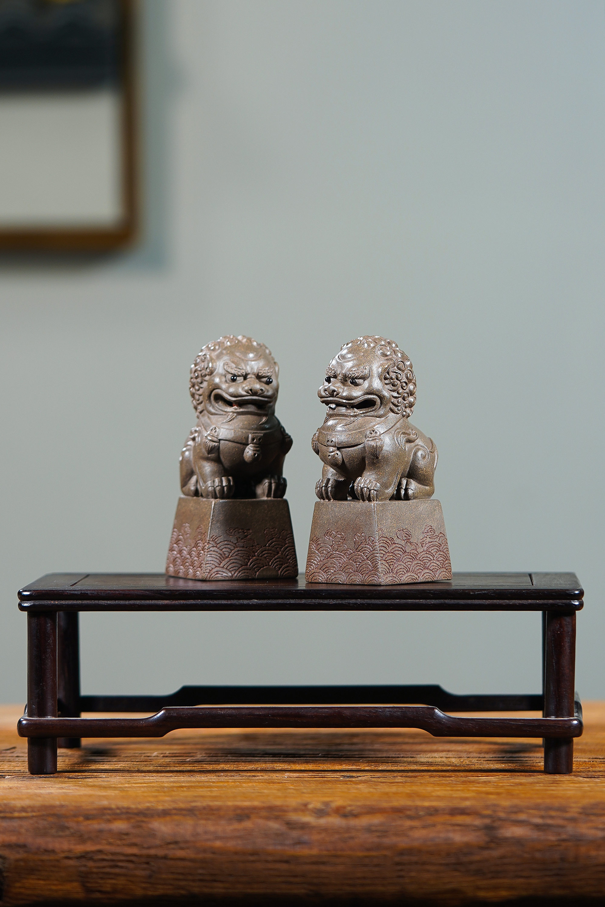 宜兴紫砂雕塑茶宠青狮印章单个顾俊锋