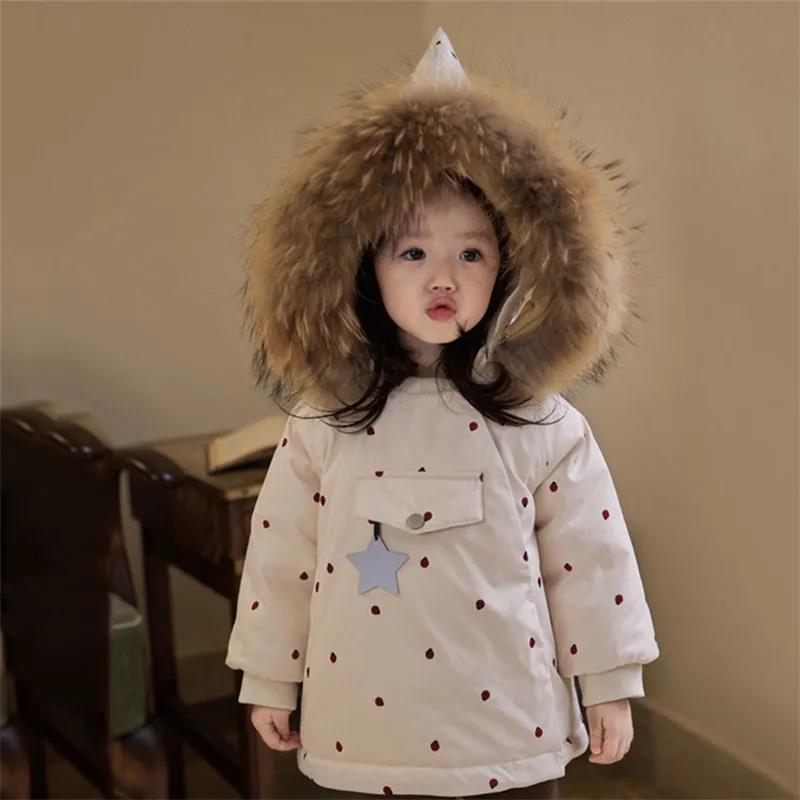 女童棉服新款中小童冬季防寒防风防雪大毛领加厚棉衣宝宝棉袄外套