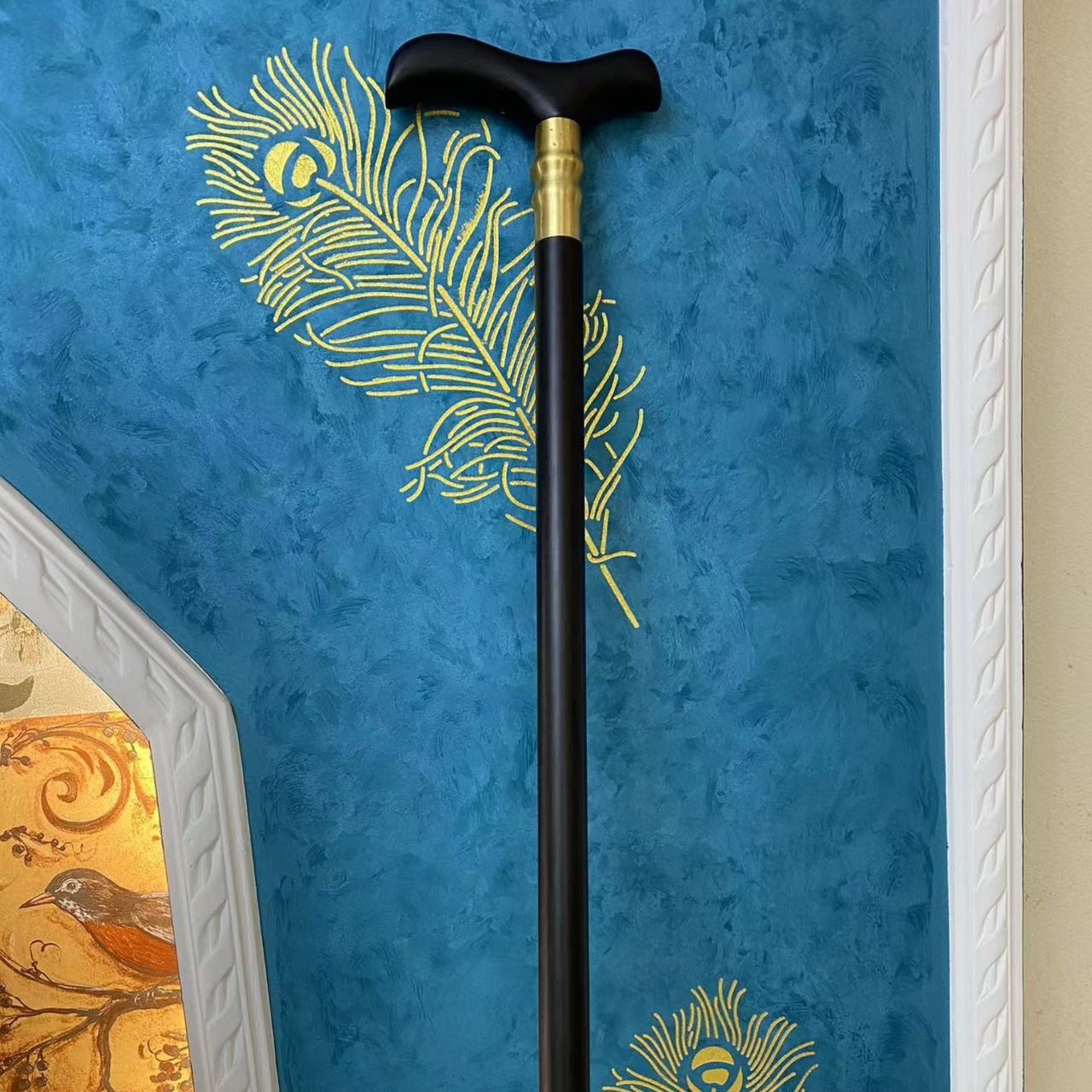 紫光檀实木藏级鸟头手拐