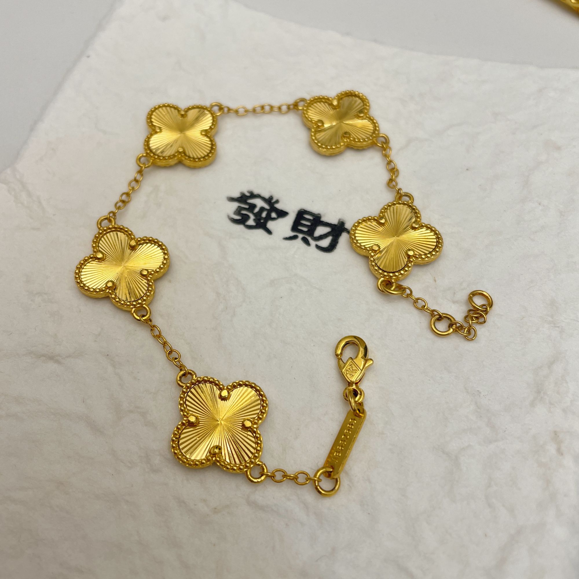 合金手链 四叶草镭射手链 五花手链